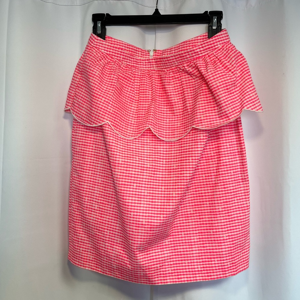 Lilly Pulitzer Pink Gingham Peplum Pencil Skirt